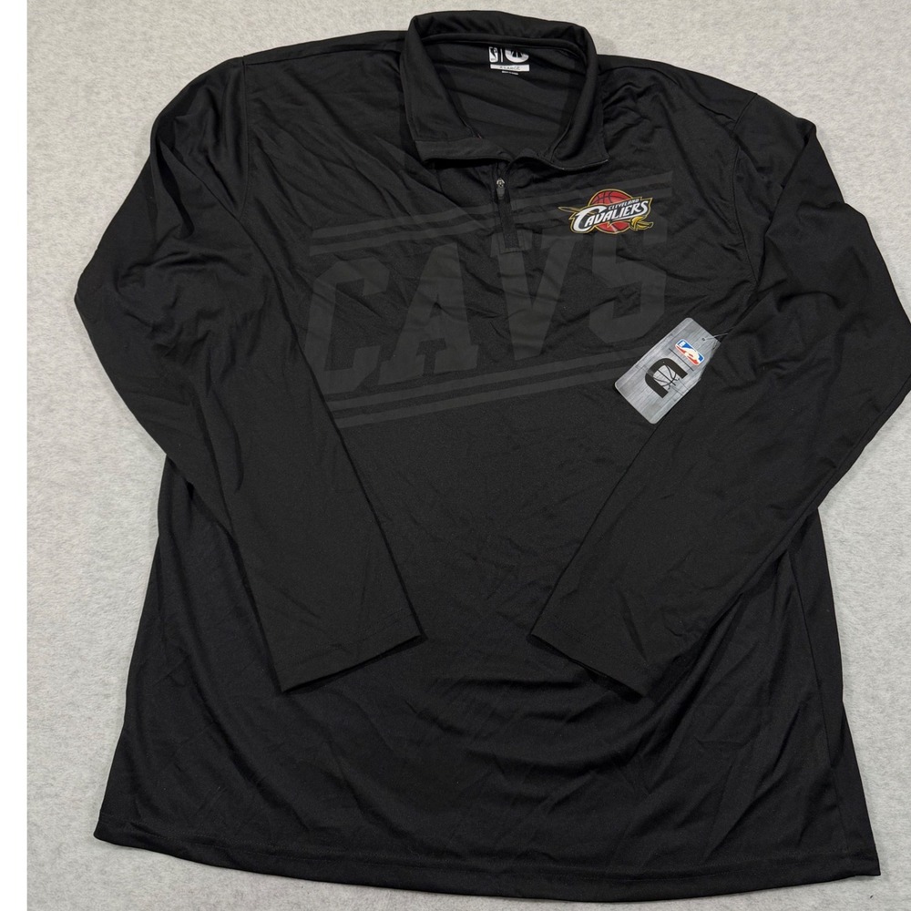 Cleveland Cavaliers Mens XL Black 1/4‎ Zip Long Sleeve Pullover Shirt NBA  NWT